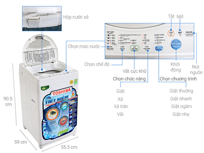 máy giặt 7 kg Toshiba AW-A800SV/WB