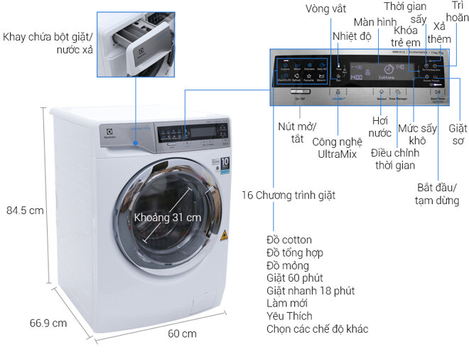 Máy giặt sấy Electrolux EWW14113VN