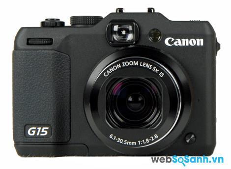 Ống kính của máy ảnh compact Canon PowerShot G15 có tiêu cự 6.1- 30.5 mm tương đương tiêu cự 28-140mm trên máy ảnh fullframe