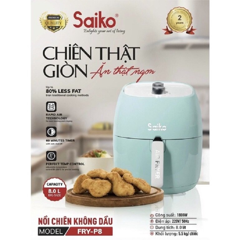 nồi chiên không dầu Aiko FRY-P8 8 lít