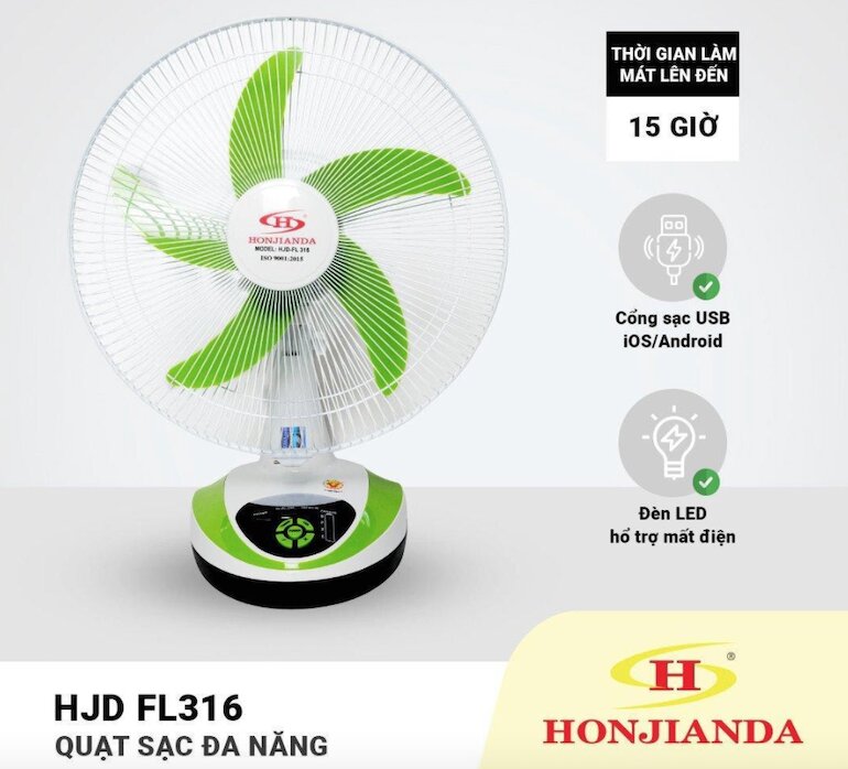 Quạt sạc Honjianda HJD-FL 316 LED