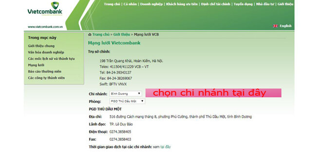 Vào website chính của ngân hàng Vietcombank để tìm địa chỉ gần chỗ bạn