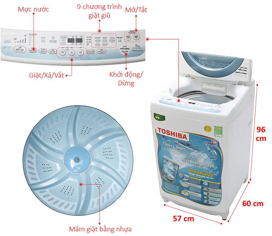 Máy giặt Toshiba AW-DC1000CV (SK) cửa trên