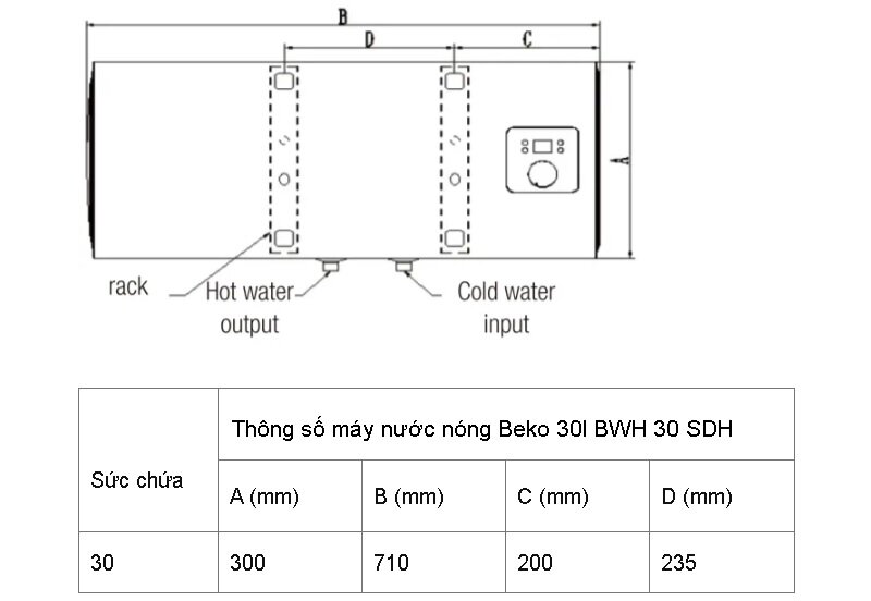 lắp máy nước nóng Beko 30l BWH 30 SDH