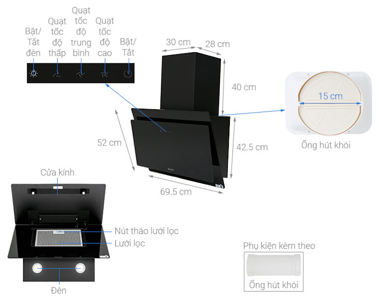 Đánh giá chi tiết máy hút mùi Malloca MC 7086HS