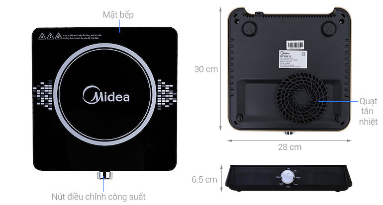 Bếp từ đơn Midea MI-K1917EF có nút vặn tiện dụng