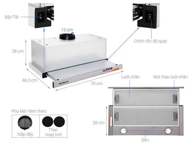 Máy hút mùi Bluestone HOB-8725 