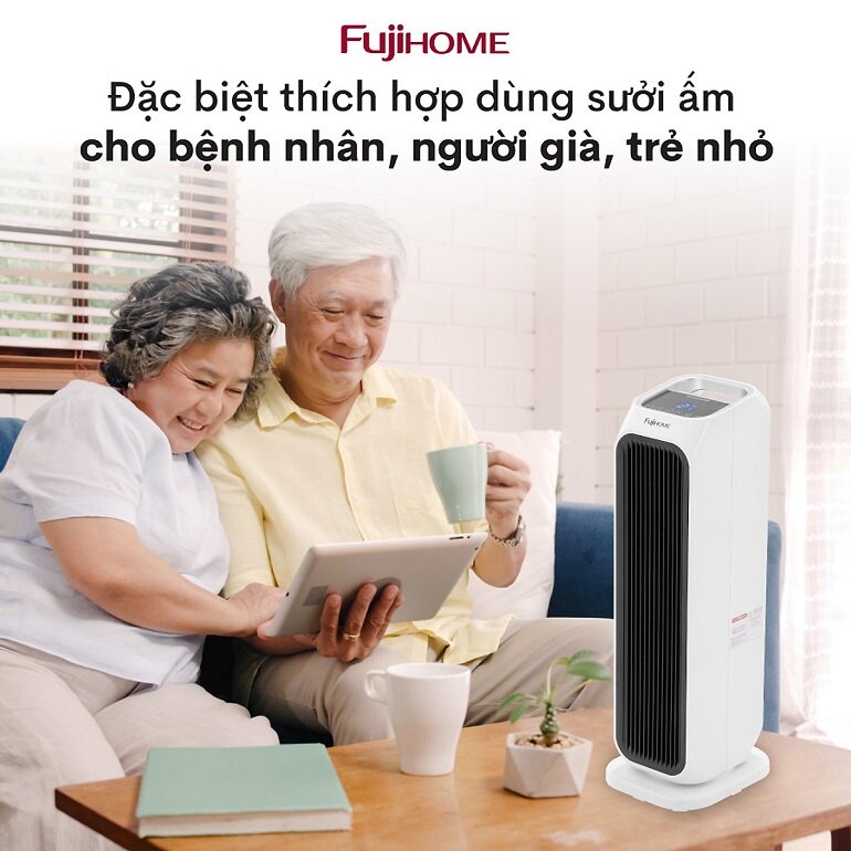 Quạt sưởi gốm để bàn Fujihome FH1000 thích hợp cho người lớn tuổi, trẻ em hoặc khách hàng có làn da nhạy cảm