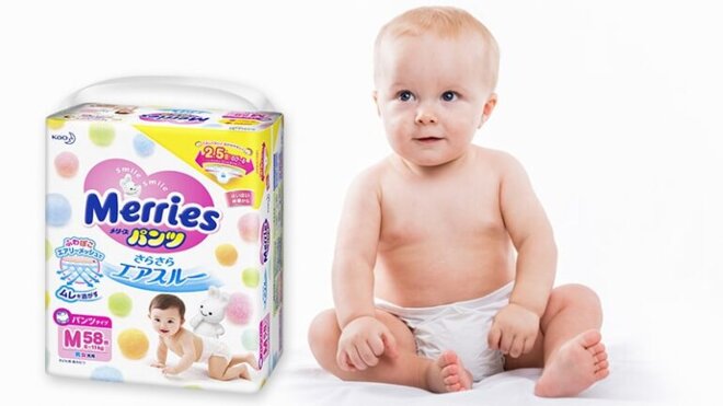 Tã Merries size M được thiết kế sử dụng cho trẻ từ 6 - 11kg