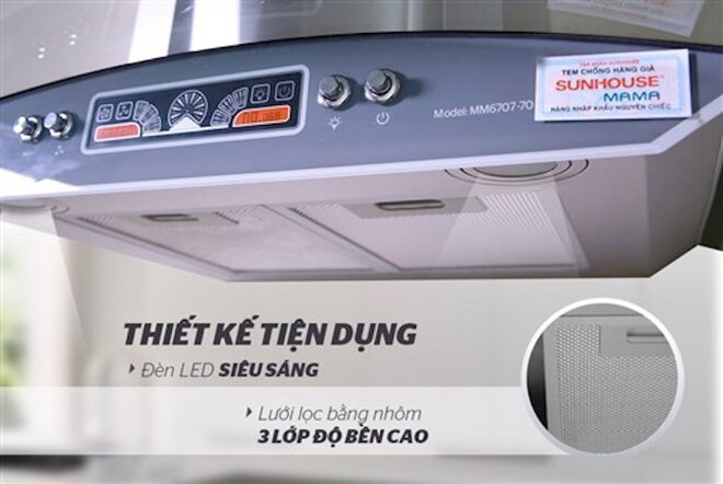 Thông tin của máy hút mùi khử mùi cho bếp Sunhouse Mama MM6707-70