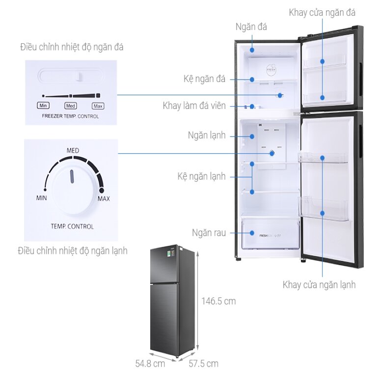 Tủ lạnh Aqua Inverter 212 Lít AQR-T239FA(HB)