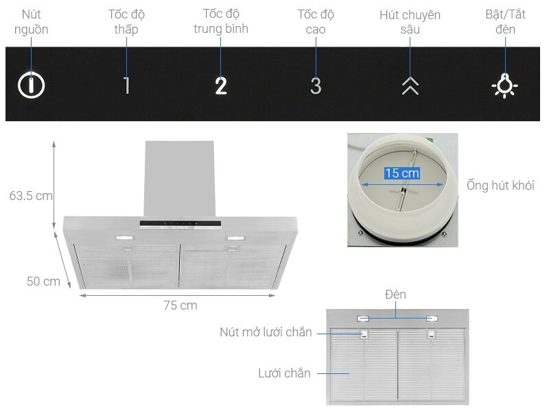 Bosch DWB77IM50: Máy hút mùi áp tường lực hút mạnh mẽ, khử mùi hiệu quả cho gian bếp