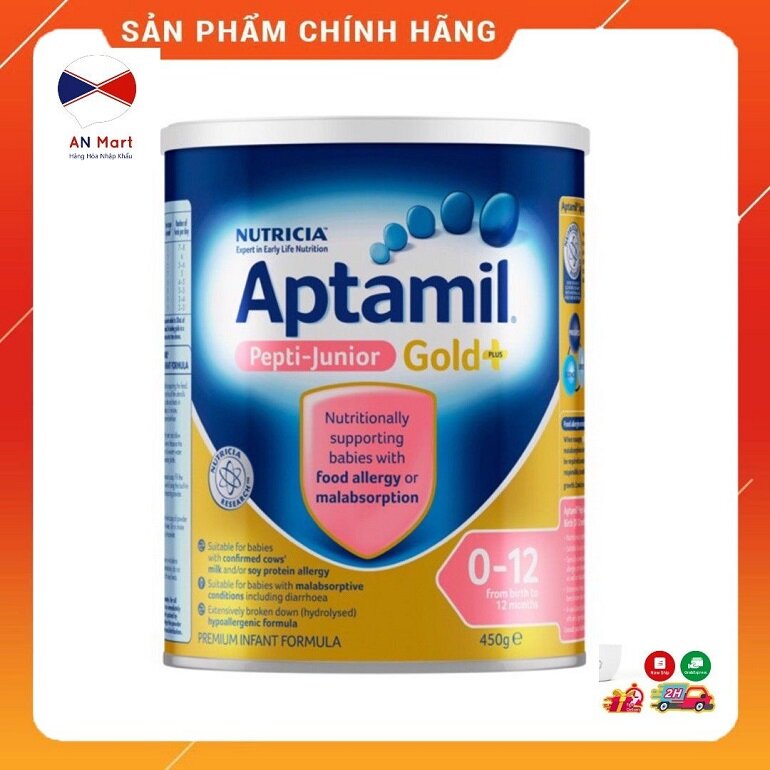 Sữa Aptamil Pepti Junior Gold+ hộp 450g - Giá tham khảo: 320.000 vnđ