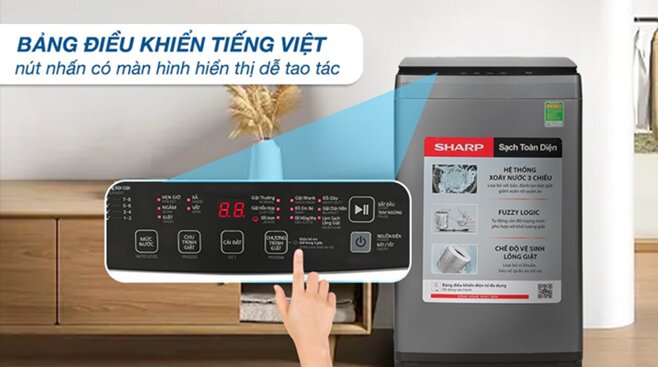 Máy giặt Sharp 10kg ES-W10NV-GY giảm giá còn 5 triệu đồng, lựa chọn 