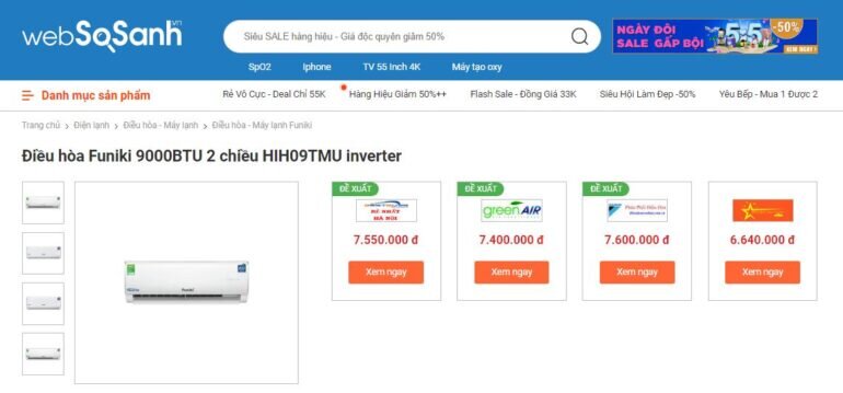 Giá máy điều hòa cho phòng 10m2 công suất 9000btu bao nhiêu tiền?