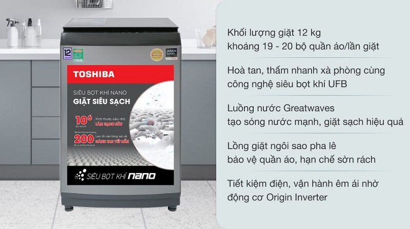 Loạt máy giặt Toshiba Inverter 12 kg chất lượng tốt, giá chỉ 5 triệu đồng