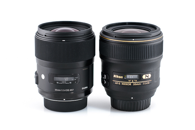 Lens Sigma 35mm f/1.4 DG HSM với lens Nikon 35mm f/1.4G