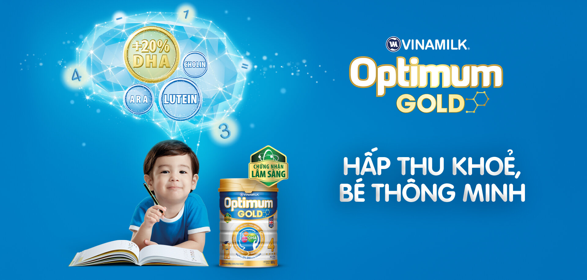 Sữa Optimum Gold hấp thu khỏe, bé thông minh