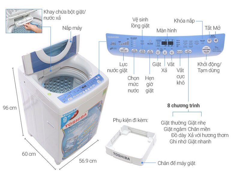 Máy giặt Toshiba AW DC1005CV có giá tham khảo 8.440.000đ tại websosanh.vn