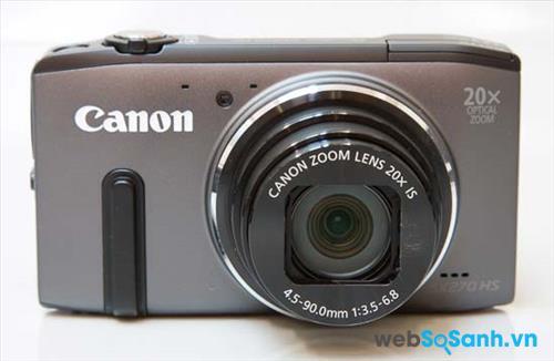 Ống kính của máy ảnh compact Canon PowerShot SX270 HS có tiêu cự 4.5- 90 mm zoom 20x (tương đương ống kính tiêu cự 25- 500 mm trên cảm biến fullframe)