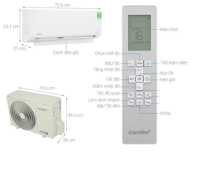 Điều hòa 9000 BTU inverter giá rẻ 5 triệu đồng: Comfee CFS-10VDGF-V