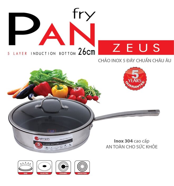 Chảo Elmich Zeus 26cm chống dính hiệu quả