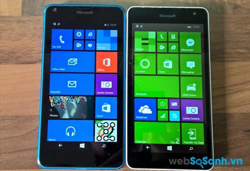 Cùng sở hữu màn hình IPS LCD 5 inch, nhưng nhờ sử dụng công nghệ ClearBlack nên chất lượng hình ảnh trên Lumia 640 (trái) hiển thị sống động hơn