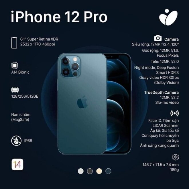 iphone 12 pro kích thước bao nhiêu