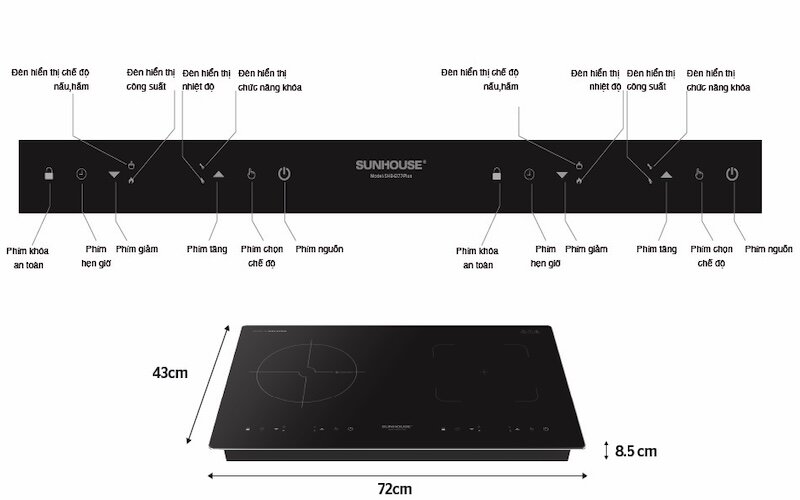 Bếp điện từ đôi Sunhouse SHB-EI77-Plus nấu nướng nhanh và tiết kiệm điện
