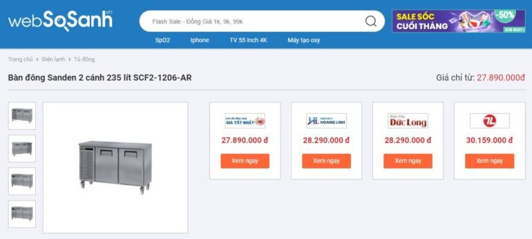 Mức giá tủ đông Sanden SCF2-1206-AR 235 lít bao nhiêu?