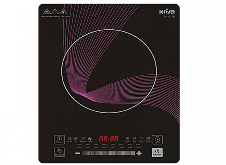 Bếp từ Kiwa KI-131GB với 1 vùng nấu tiết kiệm diện tích.