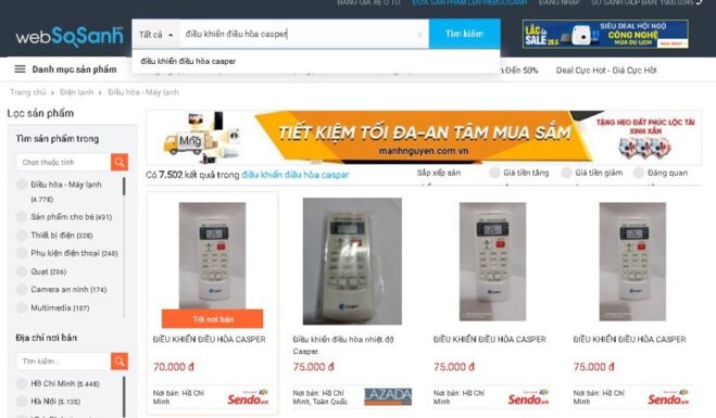 Mua điều khiển điều hòa Casper giá rẻ tại Lazada, Sendo, Shopee