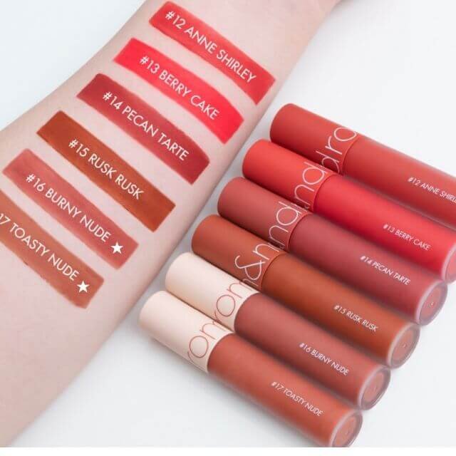 Bảng màu son kem Romand Zero Velvet Tint