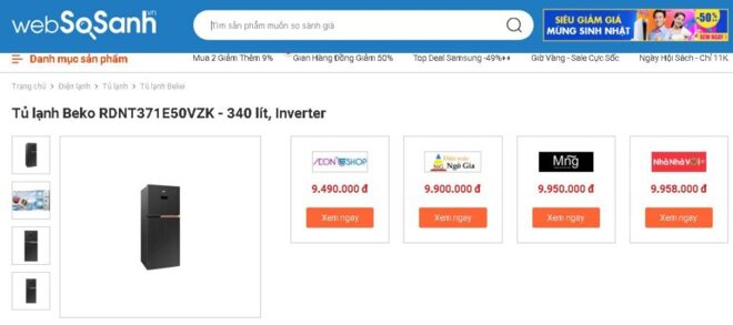 Giá tủ lạnh Beko RDNT371E50VZK bao nhiêu tiền?