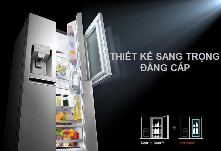 Tủ lạnh LG GR-X247JS thuộc dòng tủ lạnh có dung tích 601 lít mang đến không gian rộng