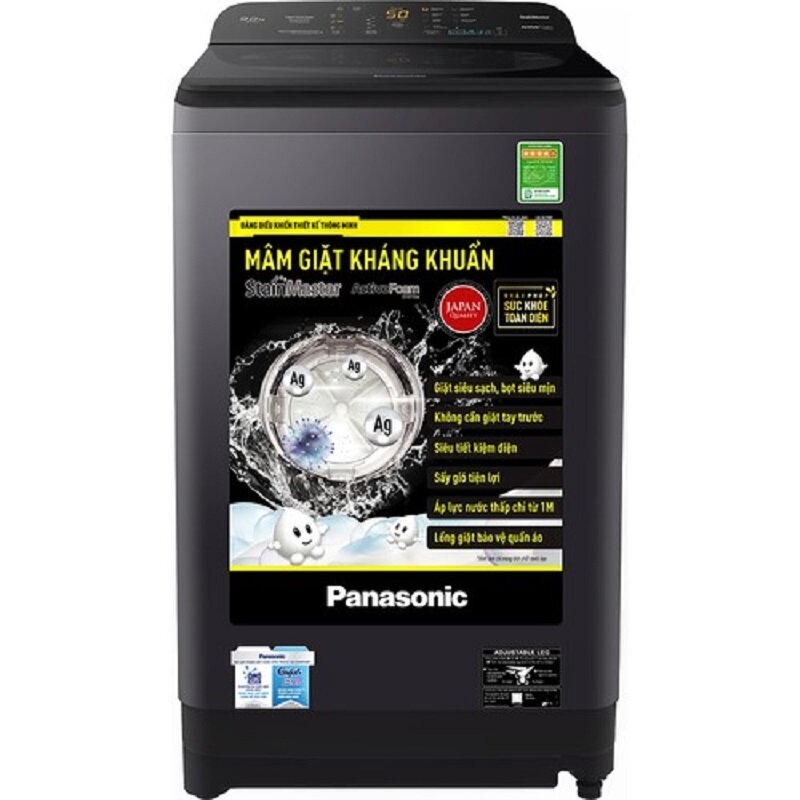Máy giặt Panasonic 9kg NA-F90A9BRV có thiết kế màu đen sang trọng, thanh lịch