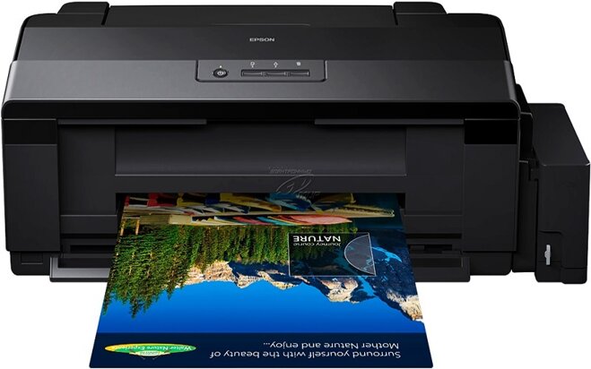 Máy in phun màu Epson L1800 có khả năng in tràn viền và in lên khay đĩa CD/DVD vô cùng tiện dụng