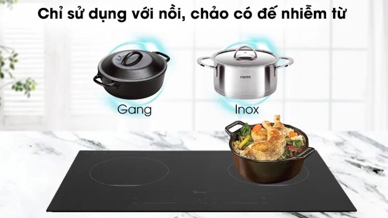 Bếp từ đôi Midea với tính an toàn và dễ vệ sinh