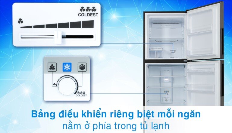Tủ lạnh Sharp SJ-XP382AE-DS/SL tích hợp bảng điều khiển riêng biệt cho từng ngăn
