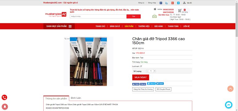 Chân giá đỡ Tripod 3366 cao 150cm