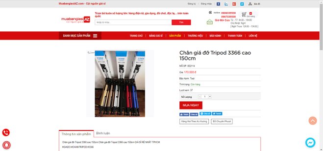 Chân giá đỡ Tripod 3366 cao 150cm