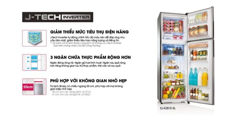 tủ lạnh Sharp 271l SJ-X281E-SL