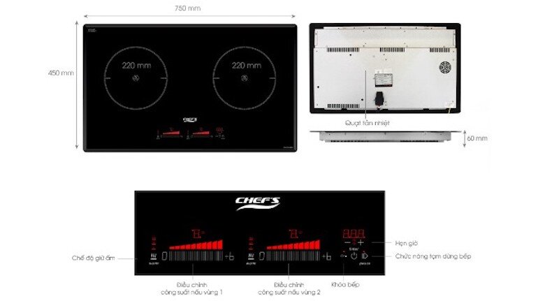Bếp từ đôi Chefs EH-DIH888