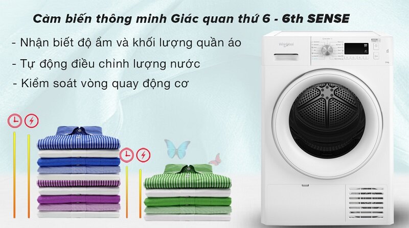 máy sấy ngưng tụ Whirlpool FreshCare 8kg FFTCM118XB EE