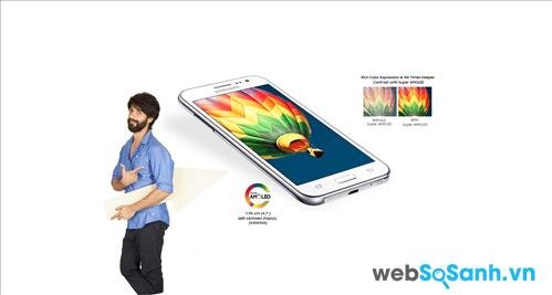 Điện thoại Galaxy J2 có một màn hình kích thước 4,7 inch, độ phân qHD 540 x 960 pixel