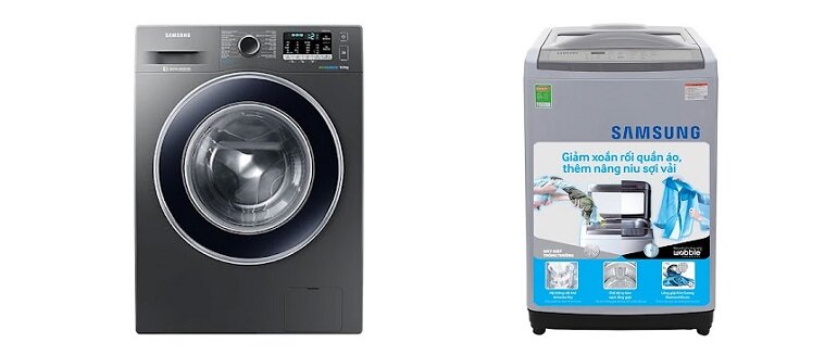 So sánh máy giặt lồng đứng Samsung 9kg Wa90m5120sg và máy giặt lồng ngang Samsung Ww90J54e0