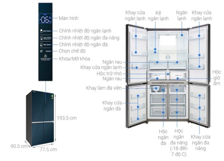 Đánh giá tủ lạnh 4 cửa Toshiba inverter 622 lít GR-RF646WE-PGV(24) về thiết kế