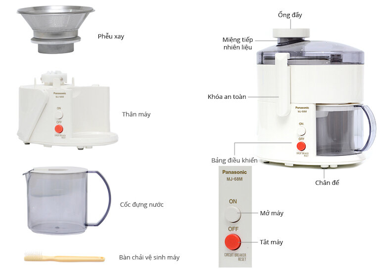 Máy ép trái cây Panasonic mj-68mwra có khả năng cắt nhuyễn trái cây, lọc mịn nước với lưỡi dao và bộ lọc bằng thép không gỉ.