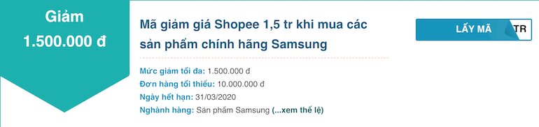 Giảm 1.5 triệu cho các sản phẩm Samsung