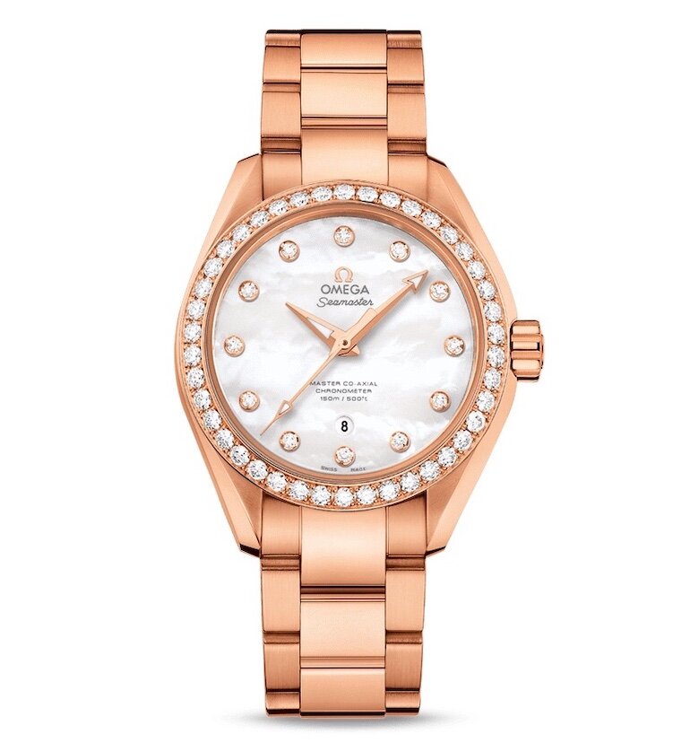 Đồng hồ Omega 23155342055003 Seamaster 18K Rose Gold Ladies Diamond 231.55.34.20.55.003